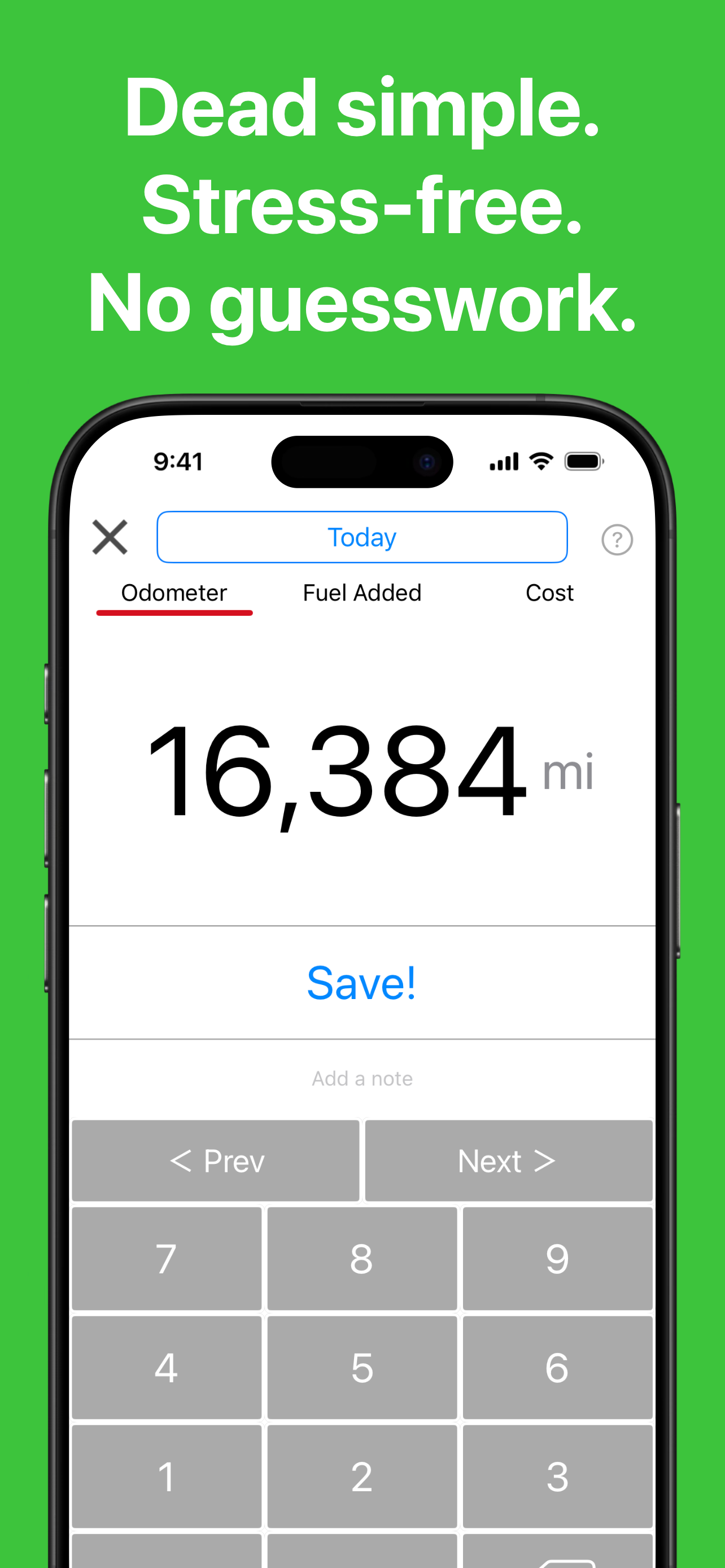 MPG & Cost Tracker: Fuel Log