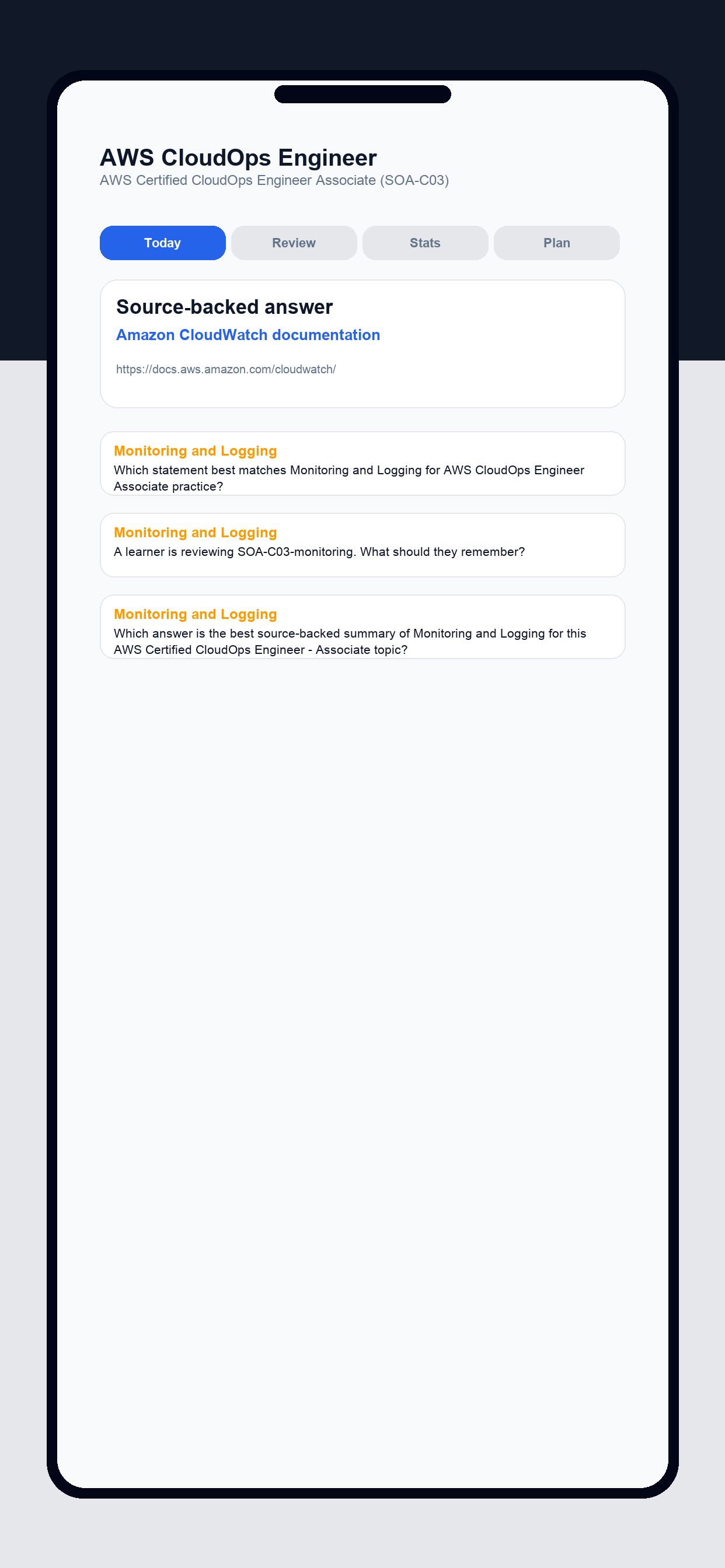SOA-C03 Practice Test screenshot 3