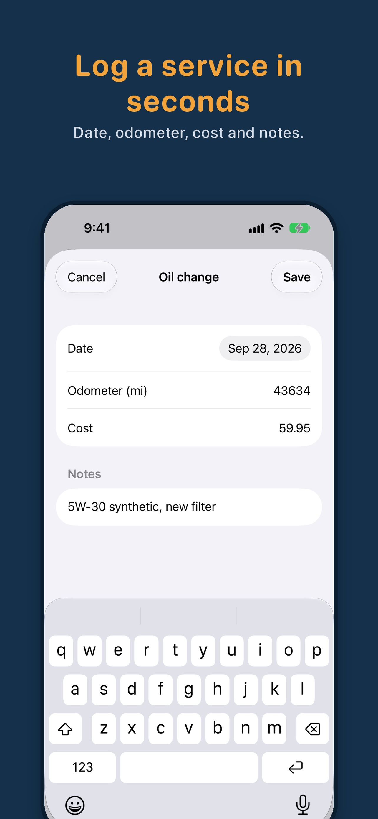 Screenshot 3 of Oilmark: Car Service Log