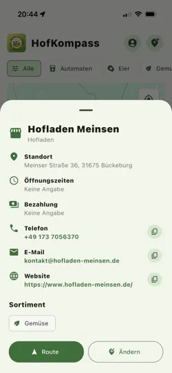 Screenshot von HofKompass: Hofladen Finder auf dem iPhone 3