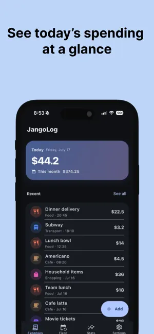 JangoLog — Expense Tracker screenshot 1