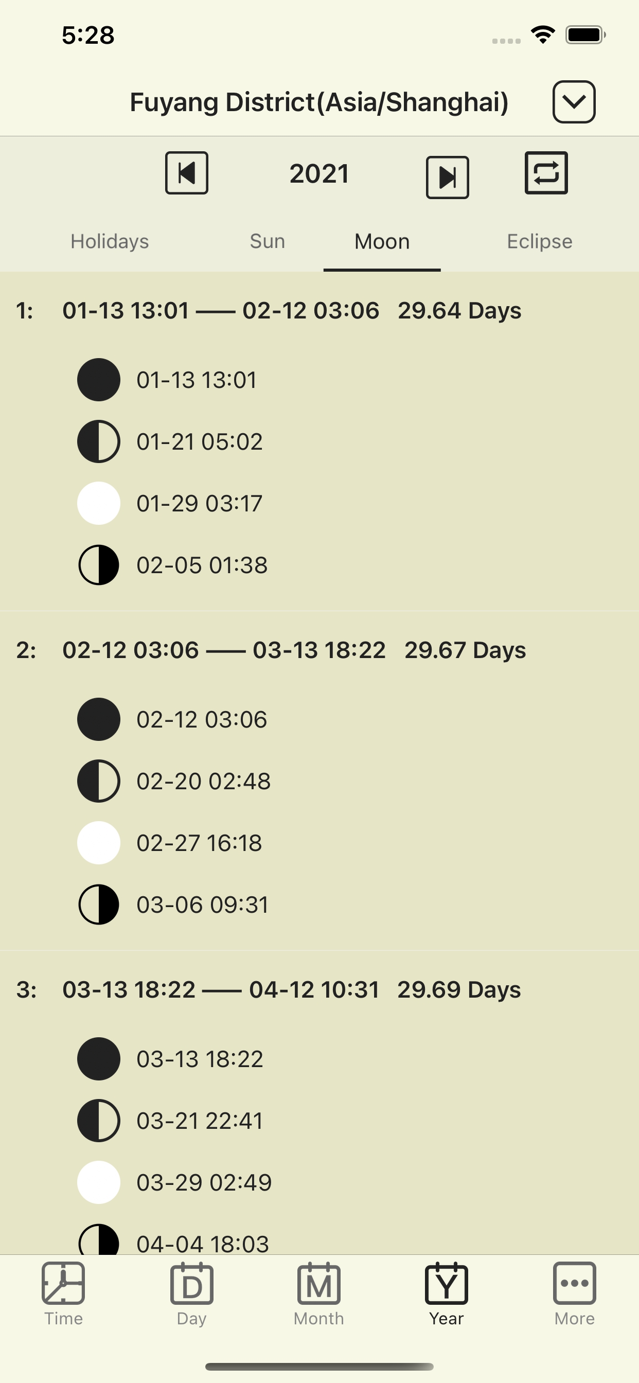 Reloj y Almanaque