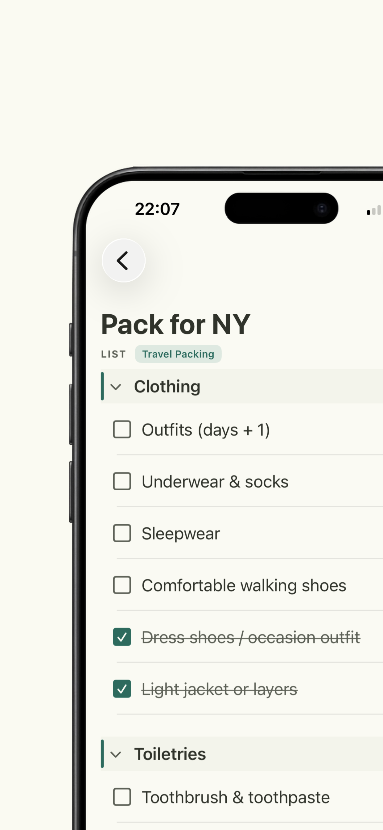 Wholistic: recurring checklist screenshot 2