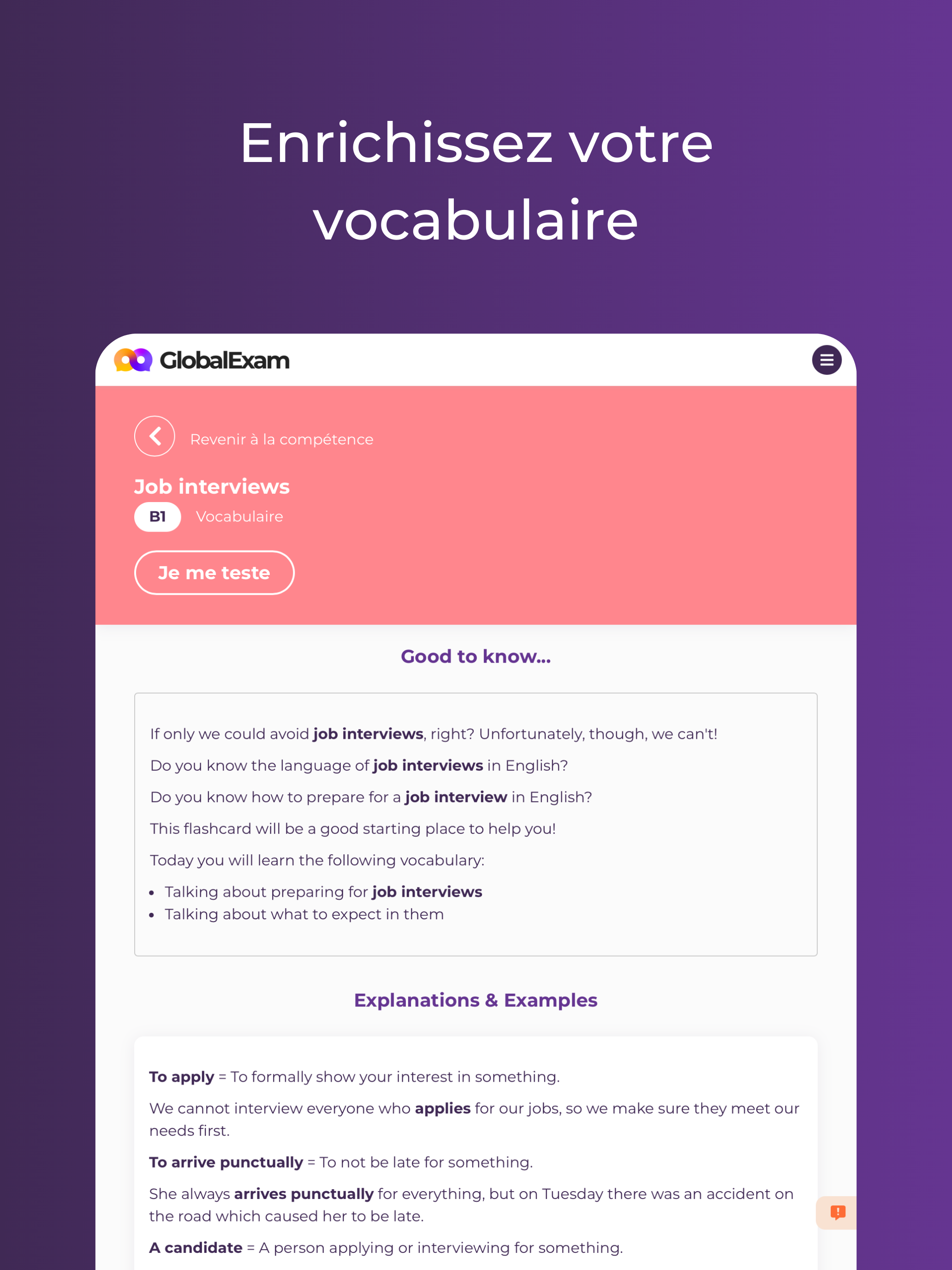 GlobalExam - Cours de langues