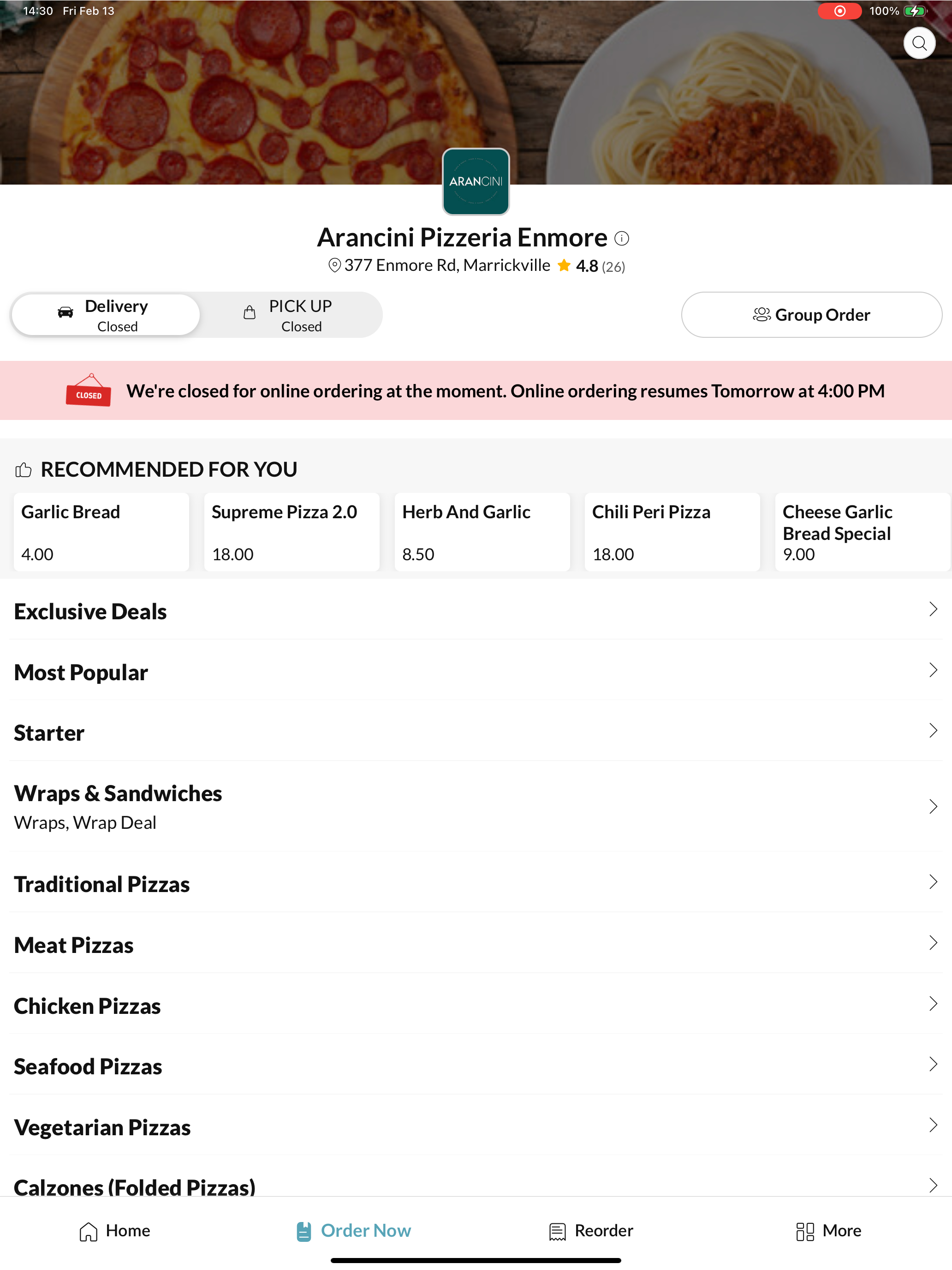 Arancini Pizzeria Enmore