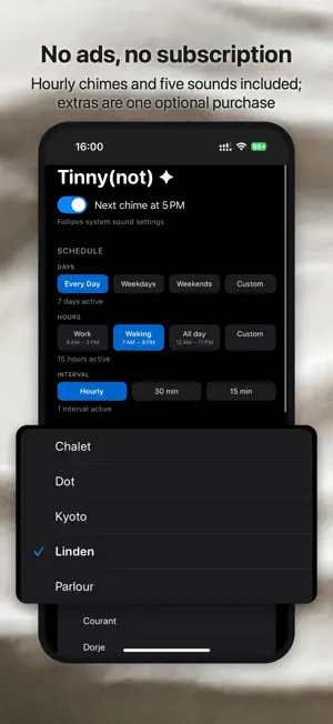 Tinny(not): HourlyChime & Bell screenshot 3