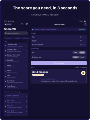 ScoreMD: Clinical Calculators iPad screenshot