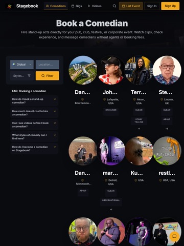 Stagebook: Comedy Booking iPad screenshot
