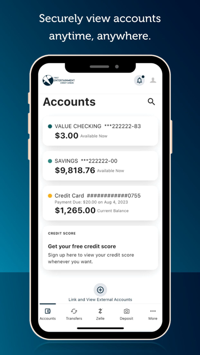First Entertainment CU Mobile iPhone screenshot 1 - Finance app