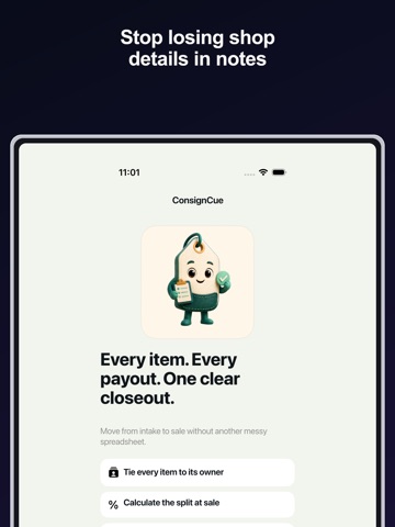 Consignment Tracker: Cue iPad screenshot