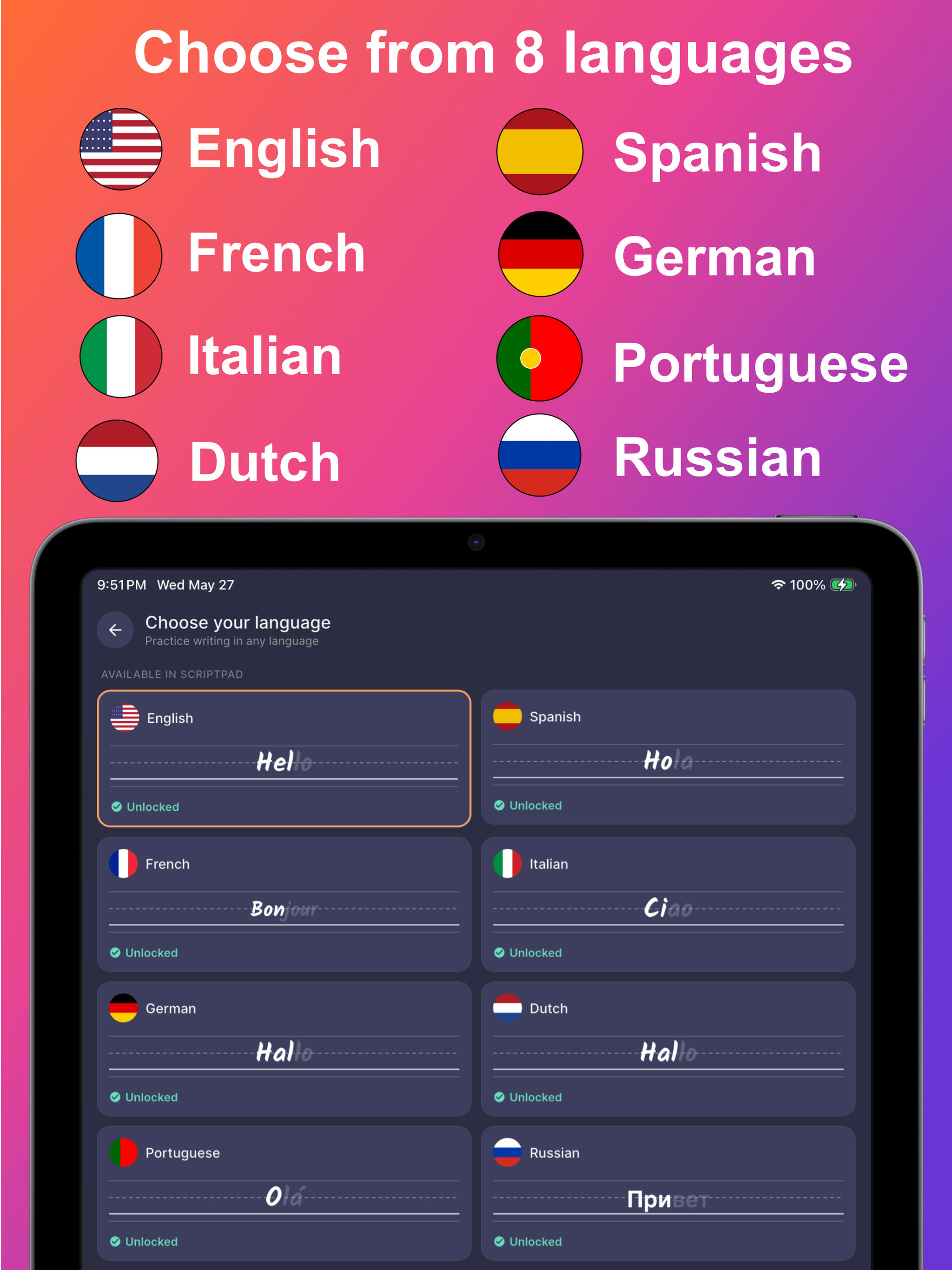 ScriptPad: Language Writing