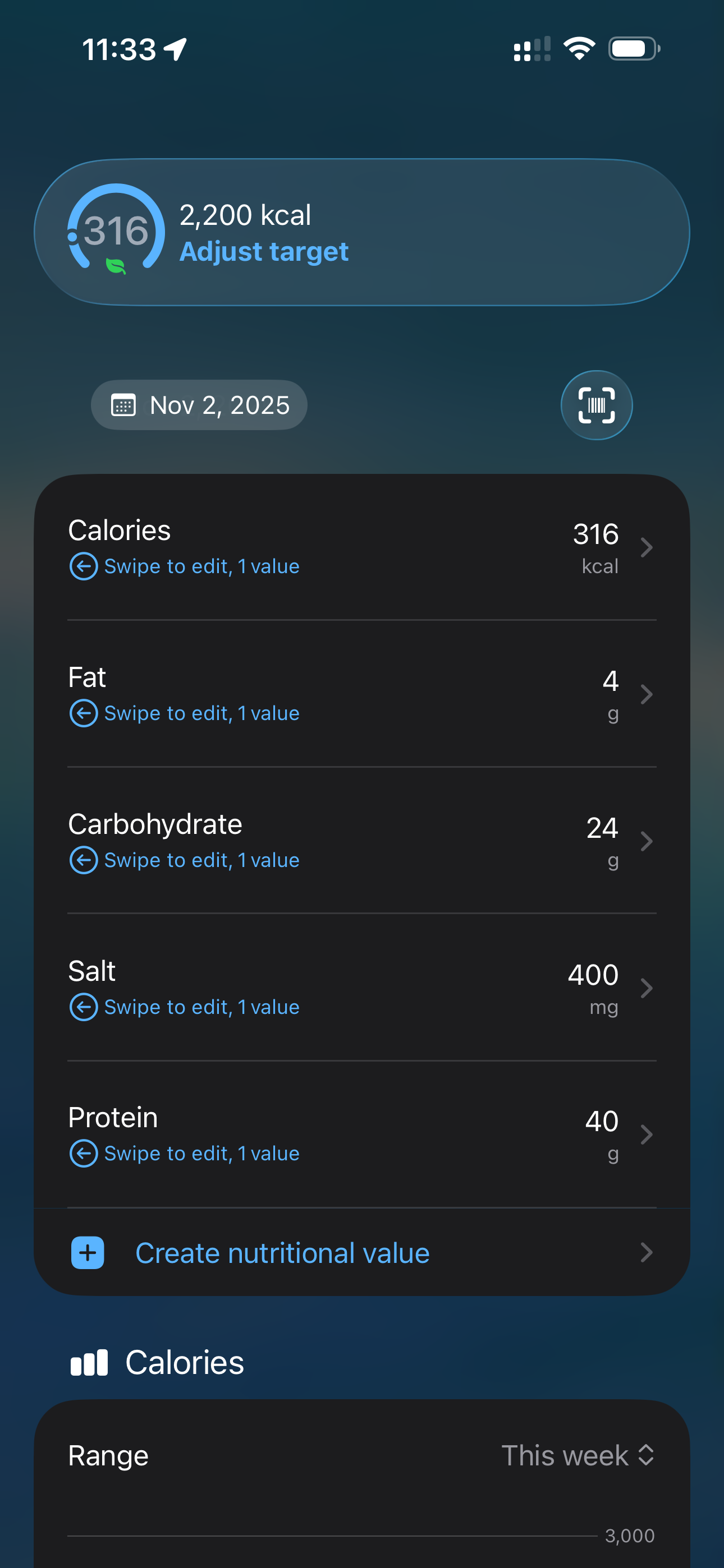 SimCalories: calorie tracker