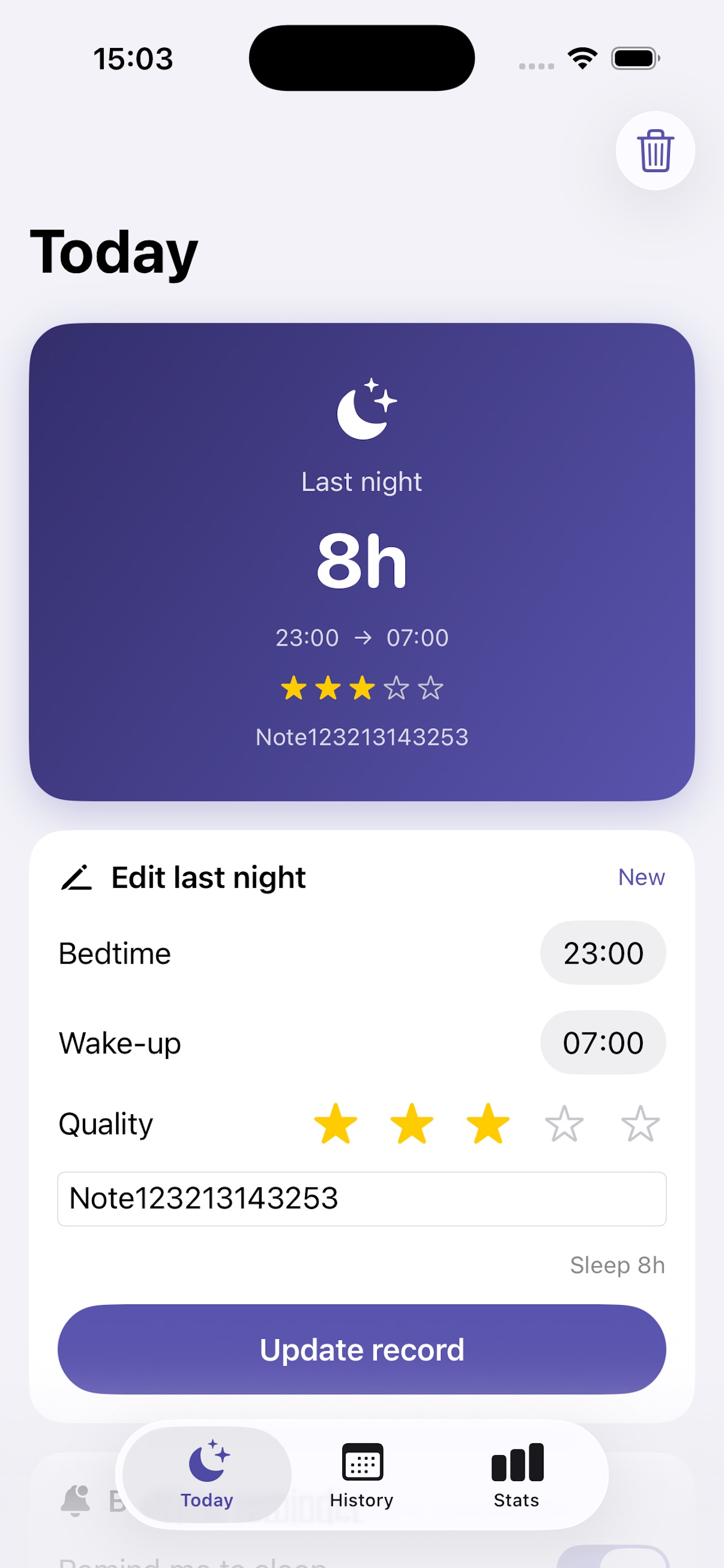 Screenshot 1 of SlumberTrackerLog