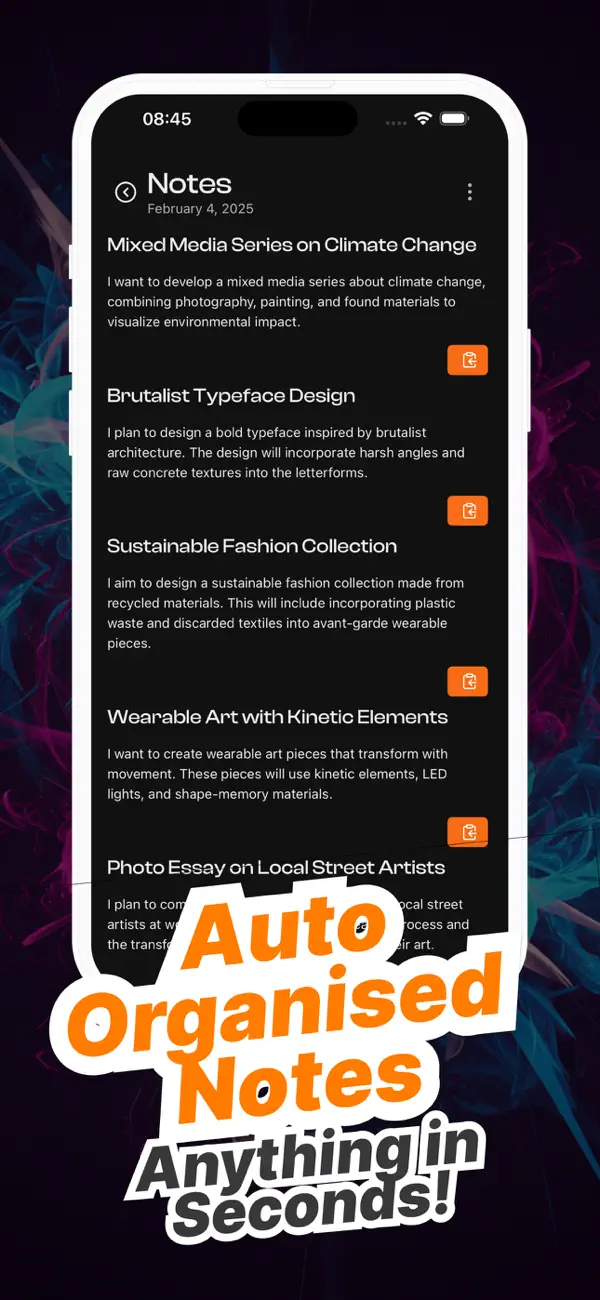 Screenshot #3 pour AI Voice Note Taker °ToastNote