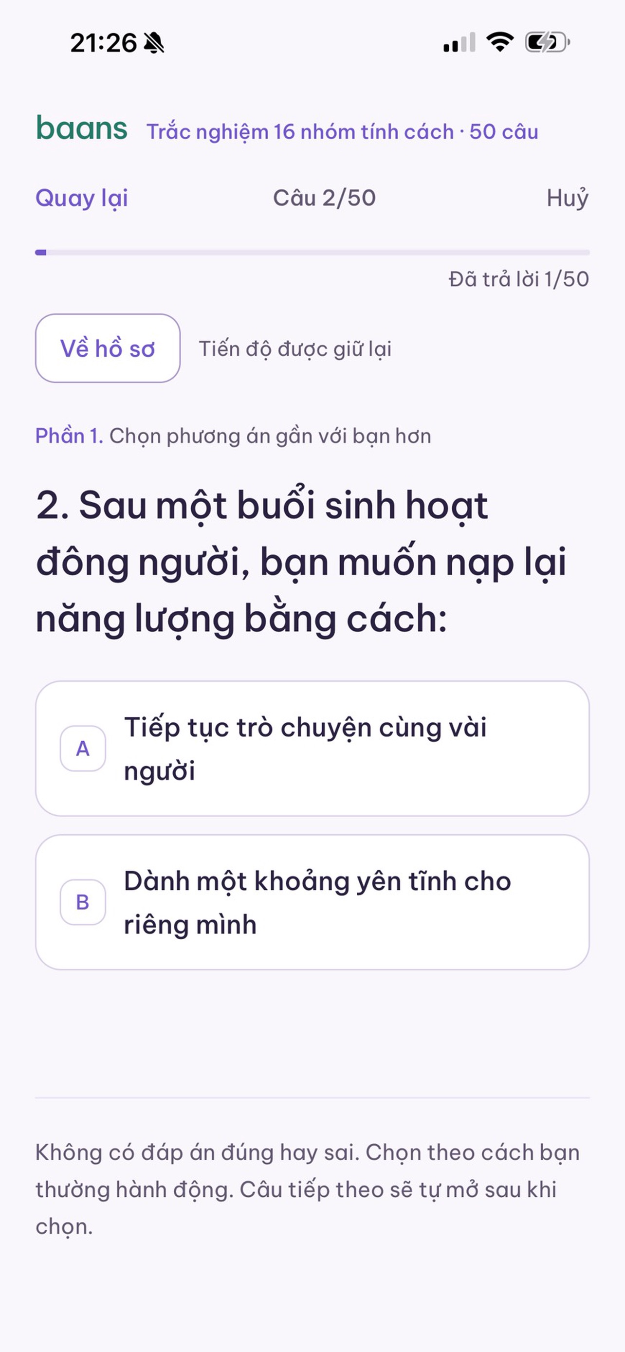 Screenshot 3 of Baans Trắc nghiệm tính cách