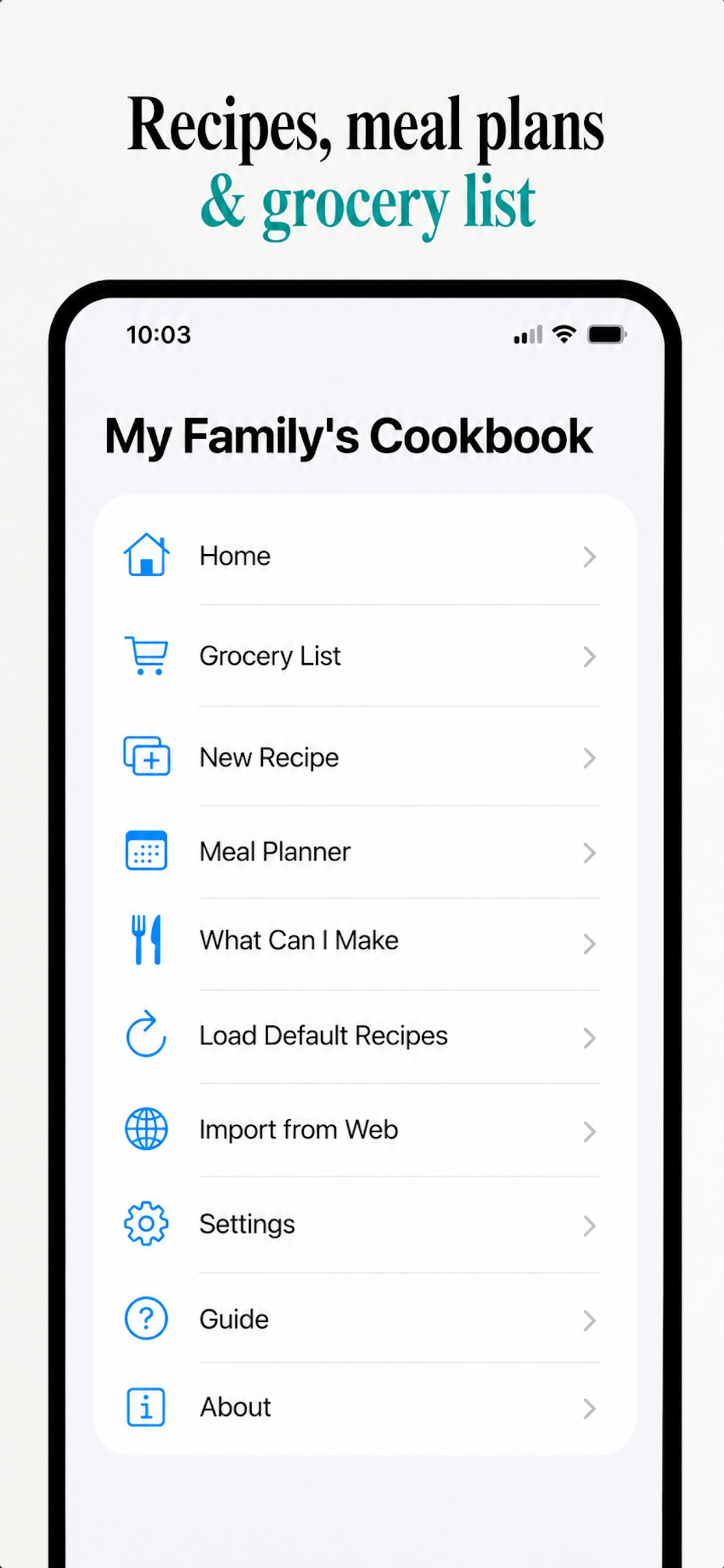 Screenshot 1 of My Family's Cookbook