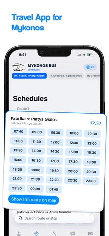 Mykonos Bus KTEL iPhone screenshot