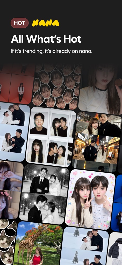 nana AI - See how the app showcases a vibrant gallery of trending themes and diverse AI-generated image examples for creative inspiration.