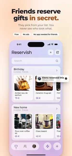 Reservish: Wishlist & Gifts screenshot 1