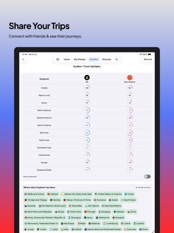 Travu: Travel Map & Tracker iPad screenshot