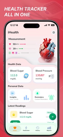 iHealth: Sugar & BP Monitor iPhone screenshot