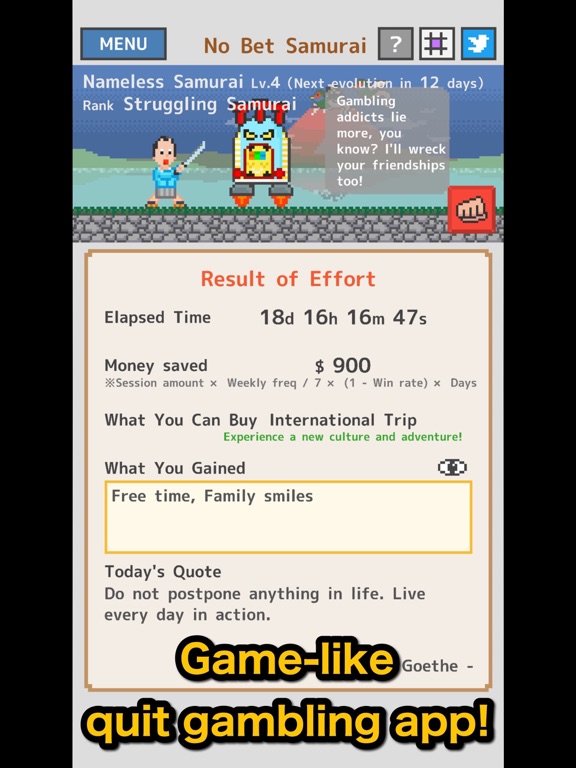 Quit Gambling - No Bet Samurai iPad screenshot