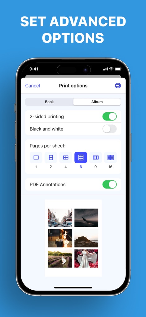 Printer App: Smart Print - La aplicación proporciona opciones avanzadas como la impresión a doble cara y la configuración de múltiples páginas por hoja, permitiendo un control preciso sobre el resultado final de la impresión.