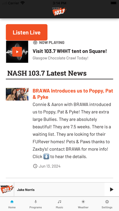 103.7 WHHT Screenshot