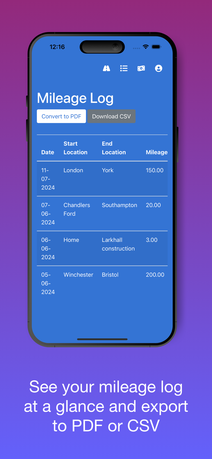 Easy Business Mileage Logger