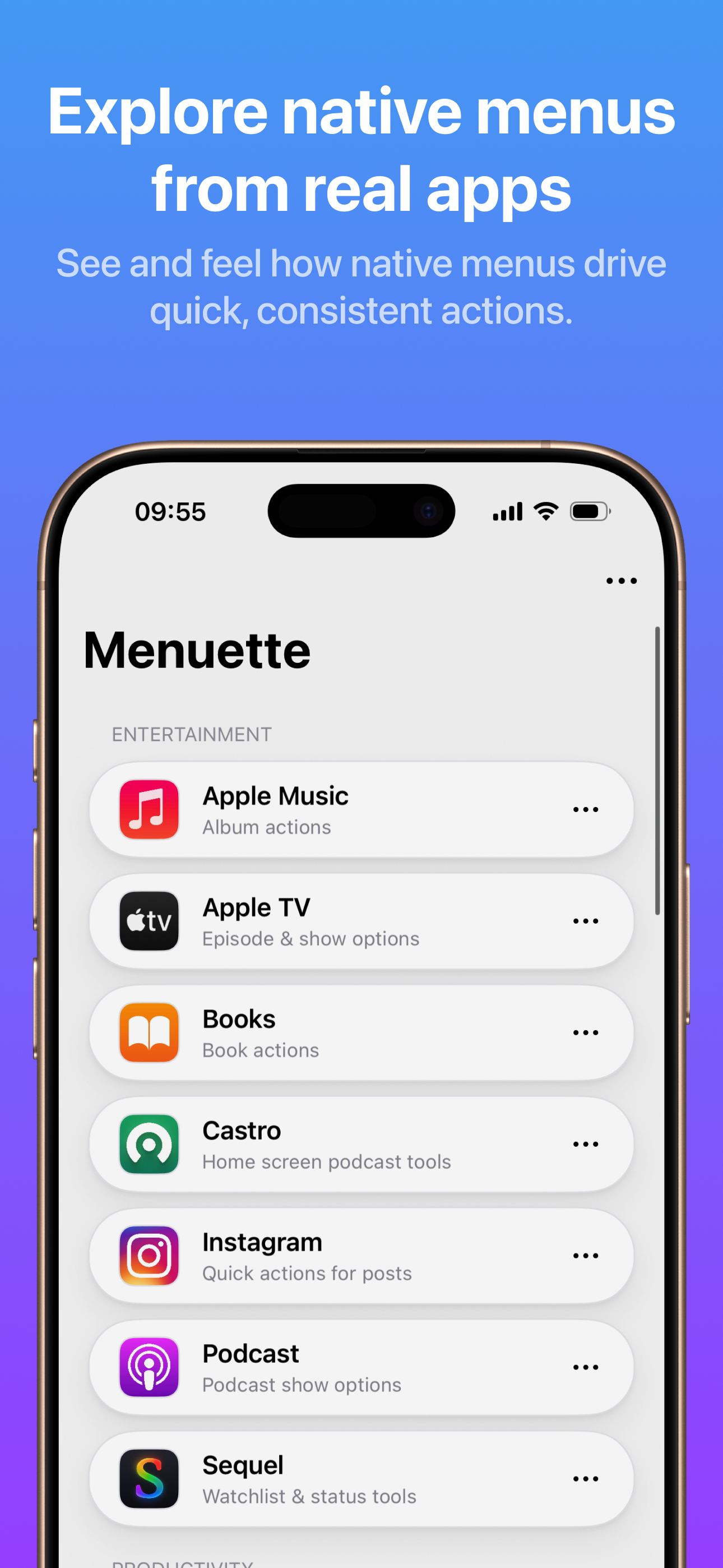 Menuette – iOS Menu Explorer