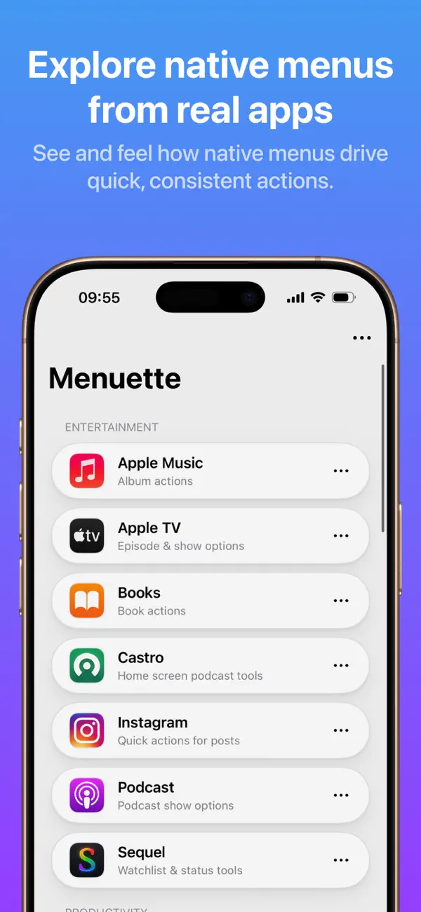 #1. Menuette – iOS Menu Explorer (iOS) Podle: Thuy Gia Nguyen