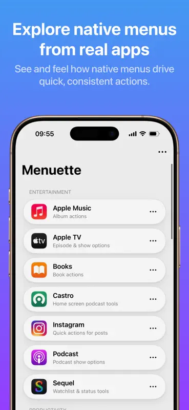 Menuette – iOS Menu Explorer screenshot 1 of 7