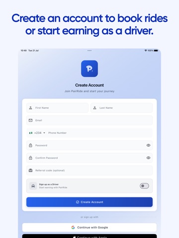 PairRide: Ride in Comfort iPad screenshot