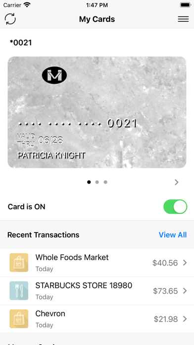 HVCU CARD MANAGEMENT Screenshot