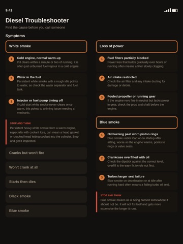 Diesel Engine Troubleshooter iPad screenshot