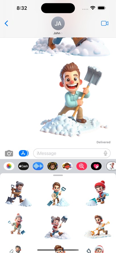 Snow Shovel Man Stickers