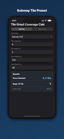 Tile Calculator: Grout のスクリーンショット