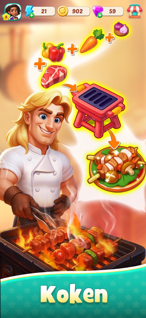 Foodstars: Merge & Cook iOS Mod IPA screenshot 3 - iOS game interface