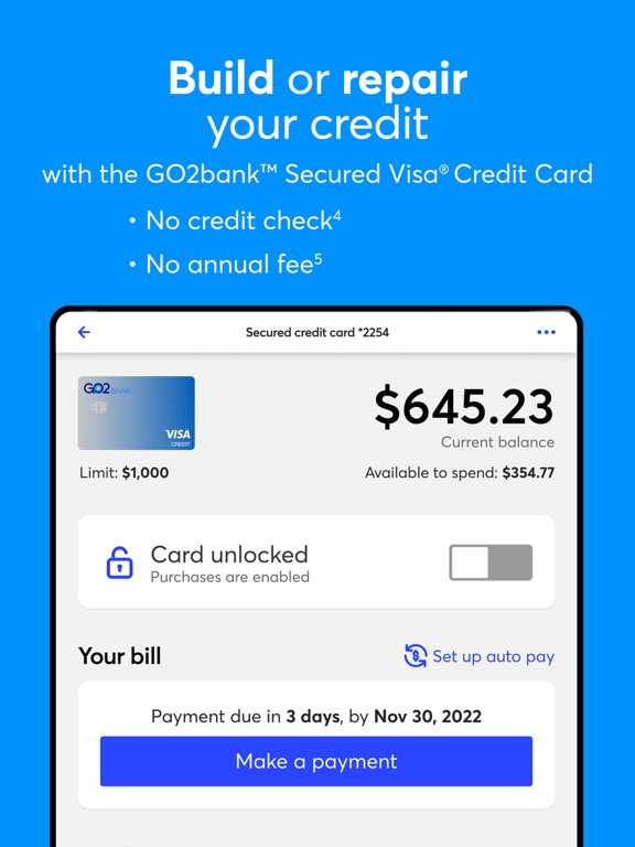 GO2bank: Mobile banking iPad screenshot 4 - Finance app