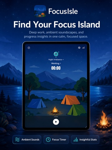 FocusIsle - Deep Work Sounds iPad screenshot