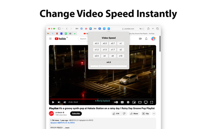 Fast Video Speed for Safari