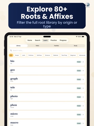 Vocab Roots by ChatStick iPad screenshot