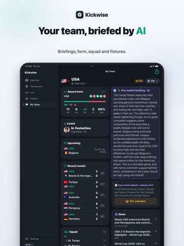 Kickwise: Soccer AI 2026 iPad screenshot
