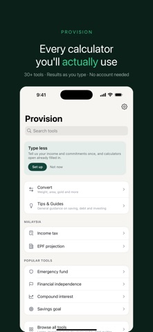 Provision: Finance Calculator Screenshot 1 of 6