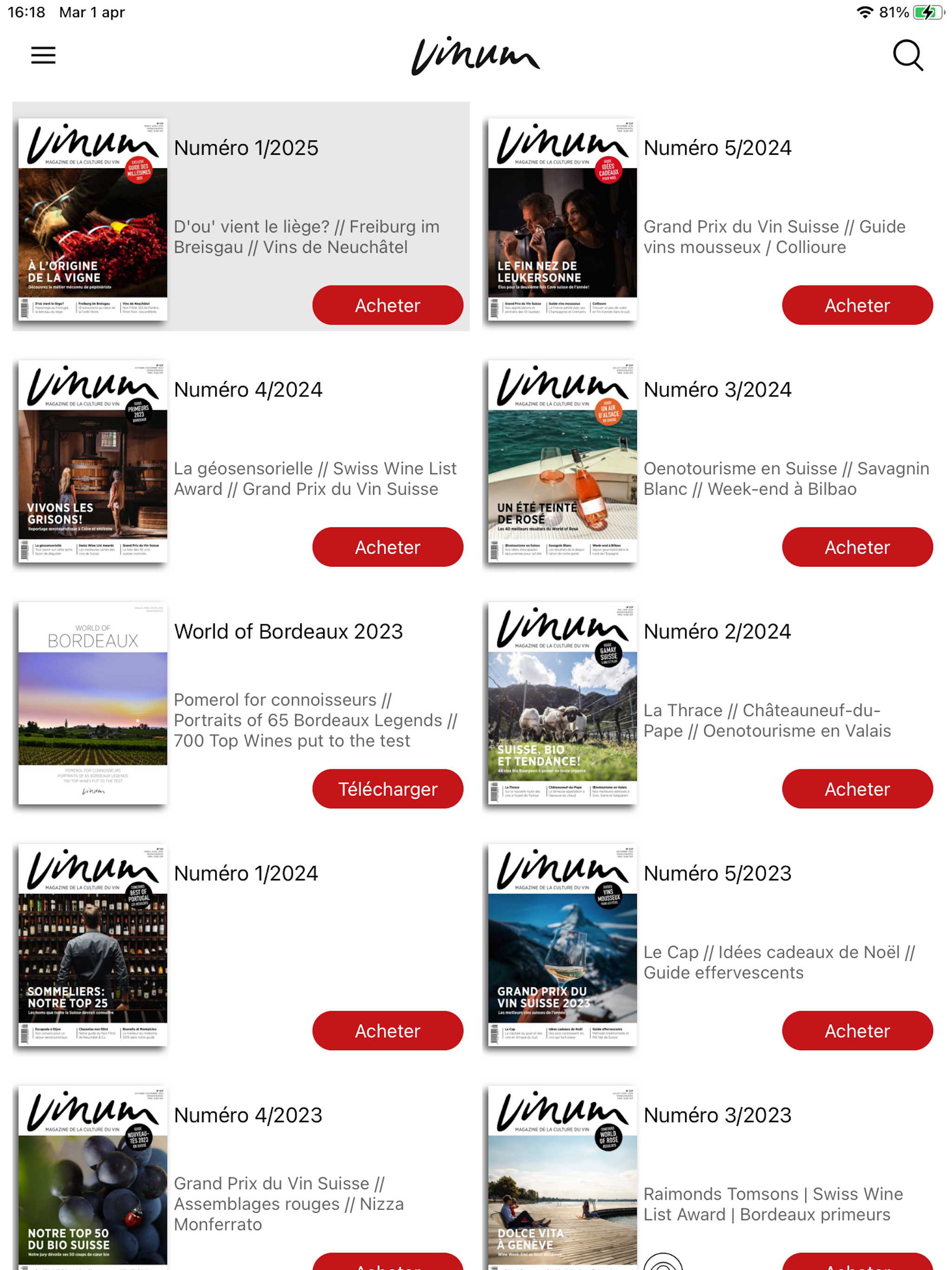VINUM Magazine du Vin