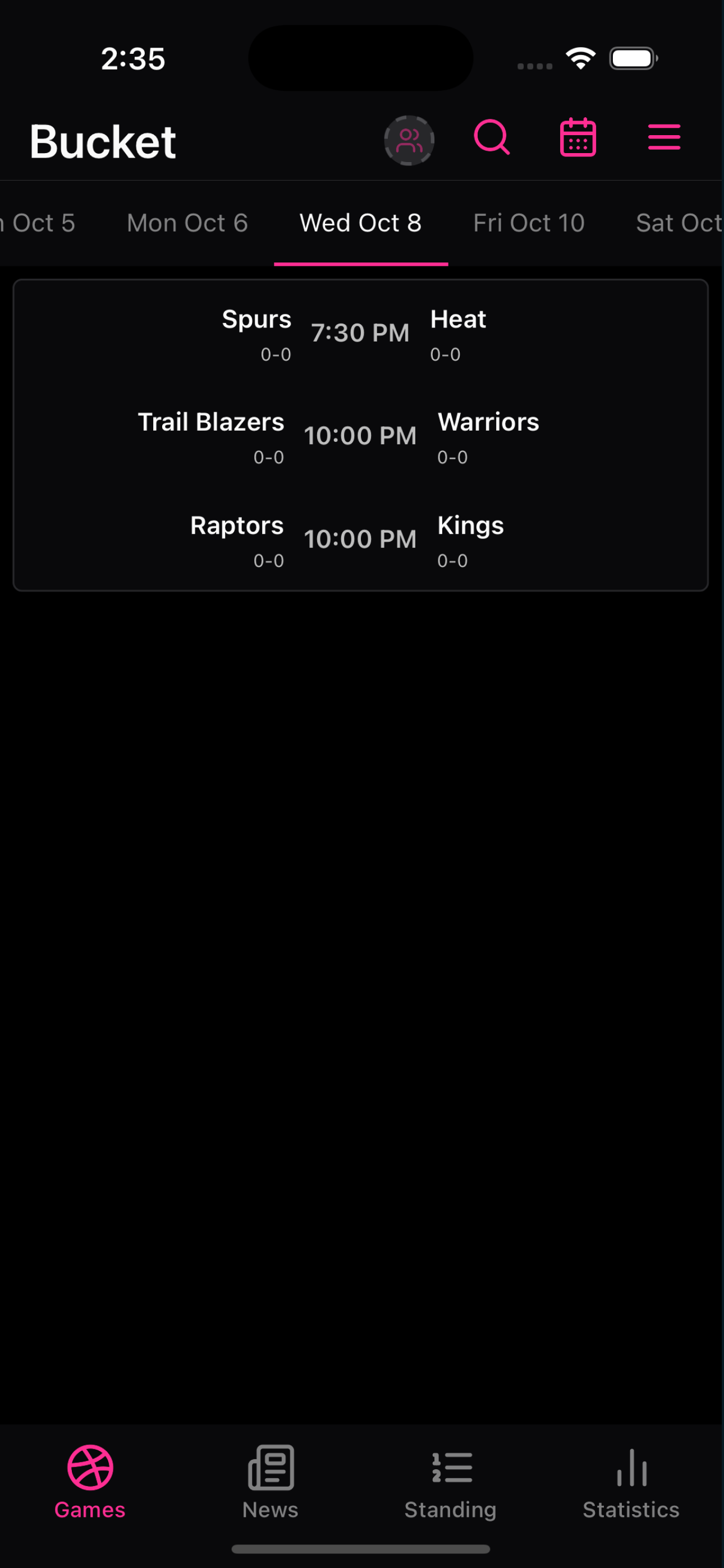 Bucket: Live Hoops & Stats