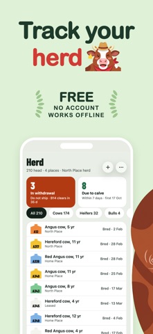 Cattle Records: Log & Tracker, zrzut ekranu 1