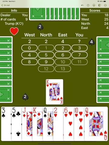 Oh Hell - Expert AI iPad screenshot