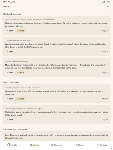 LifeLore iPad screenshot