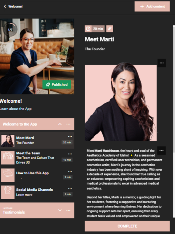 MedSpa Mentor iPad screenshot 2 - Education app
